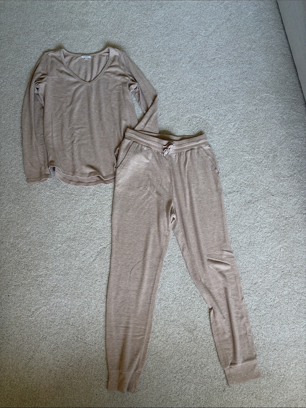 Z Supply Taupe Long-Sleeve Pajama Jogger Set (S top + M bottom)